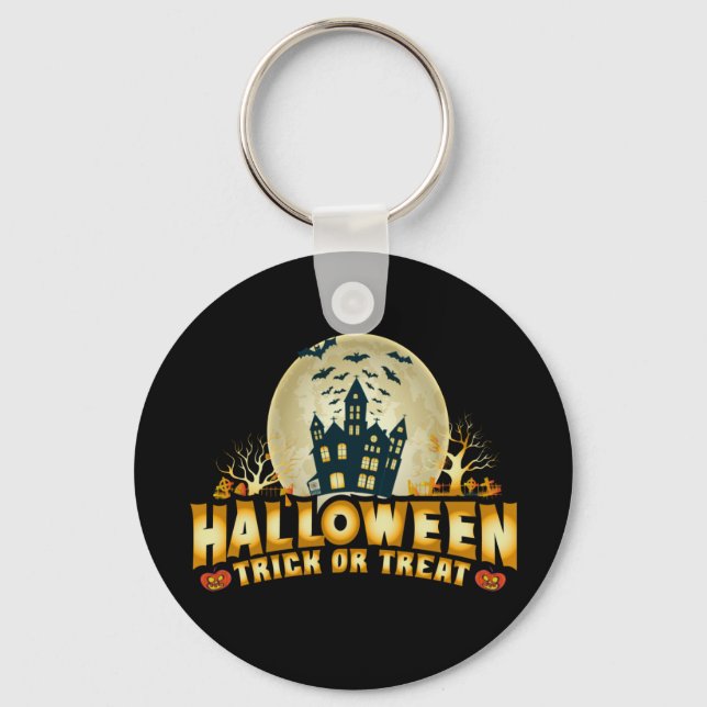 Funny Halloween Trick or Treat Scary Keychain (Front)