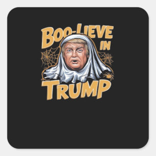 Funny Halloween Trumpkin Make Halloween Great Aga Square Sticker