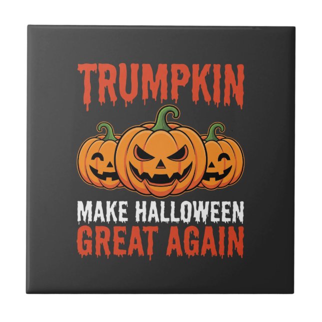 Funny Halloween Trumpkin Pumpkin Parody Ceramic Tile (Front)