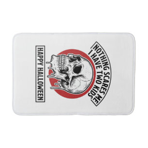 Funny Halloween Two Kids Skull Shirt Design_1 Bath Mat