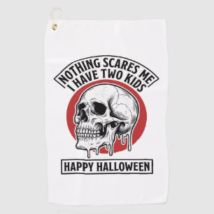 Funny Halloween Two Kids Skull Shirt Design_1 Golf Towel
