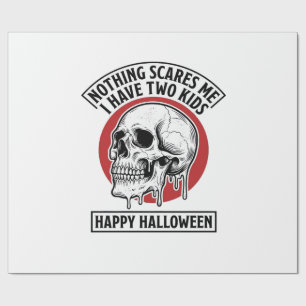 Funny Halloween Two Kids Skull Shirt Design_1 Wrapping Paper