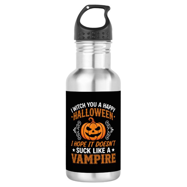 Funny Halloween Vampire Pumpkin 532 Ml Water Bottle (Front)