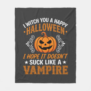 Funny Halloween Vampire Pumpkin Fleece Blanket