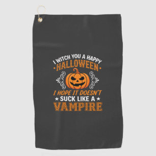 Funny Halloween Vampire Pumpkin Golf Towel