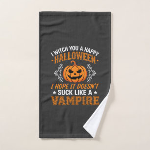 Funny Halloween Vampire Pumpkin Hand Towel