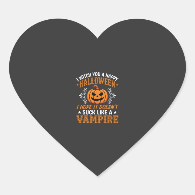 Funny Halloween Vampire Pumpkin Heart Sticker (Front)