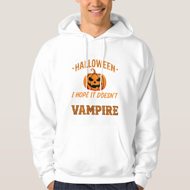 Funny Halloween Vampire Pumpkin Hoodie (Front)