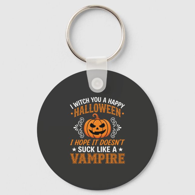 Funny Halloween Vampire Pumpkin Key Ring (Front)