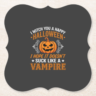 Funny Halloween Vampire Pumpkin Paper Coaster