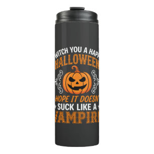 Funny Halloween Vampire Pumpkin Thermal Tumbler