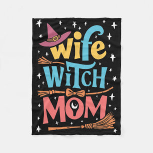 Funny Halloween Wife Witch Mum Fleece Blanket