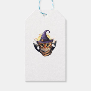 Funny Halloween Witch Bengal Cat Gift Tags
