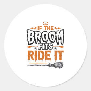 Funny Halloween Witch Broom Vintage Shirt Design_1 Classic Round Sticker