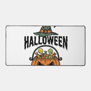 Funny Halloween Witch Candy Pumpkin Shirt Design_1 Desk Mat
