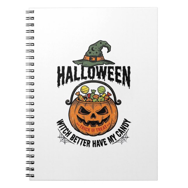 Funny Halloween Witch Candy Pumpkin Shirt Design_1 Notebook (Front)