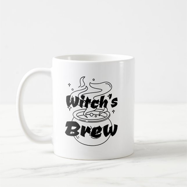funny halloween witch cauldron brew  coffee mug (Left)