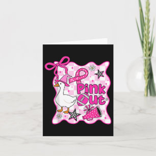 Funny Halloween Witch Goose Pink Out Breast Cancer Card