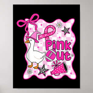 Funny Halloween Witch Goose Pink Out Breast Cancer Poster
