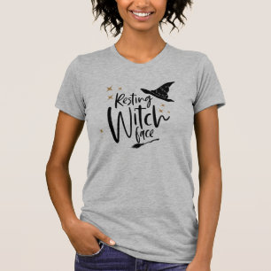 Funny Halloween Witch Hat & Broom T-Shirt