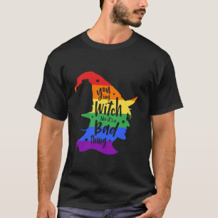 Funny Halloween Witch Rainbow Lesbian Gay LGBTQ Pr T-Shirt