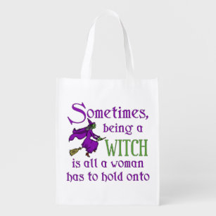 Funny Halloween Witch Reusable Grocery Bag