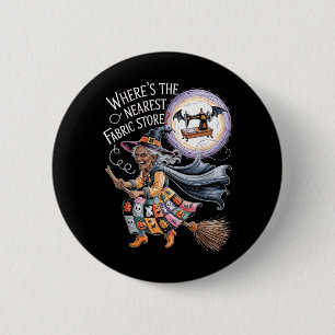 Funny Halloween Witch Sewing and Fabric Lover 6 Cm Round Badge