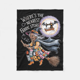 Funny Halloween Witch Sewing and Fabric Lover Fleece Blanket