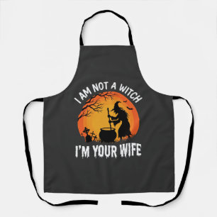 Funny Halloween Witch Wife Cauldron Design Apron