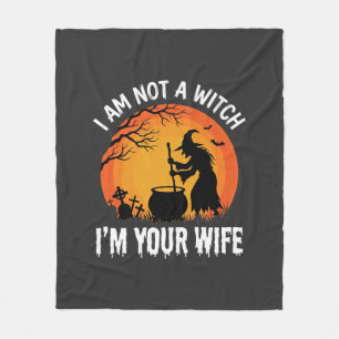 Funny Halloween Witch Wife Cauldron Design Fleece Blanket