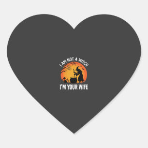 Funny Halloween Witch Wife Cauldron Design Heart Sticker