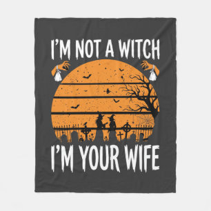 Funny Halloween Witch Wife Graveyard Design Fleece Blanket