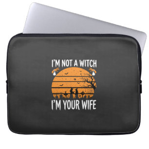 Funny Halloween Witch Wife Graveyard Design Laptop Sleeve