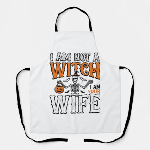 Funny Halloween Witch Wife Skeleton Vintage Shirt Apron