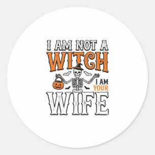 Funny Halloween Witch Wife Skeleton Vintage Shirt  Classic Round Sticker