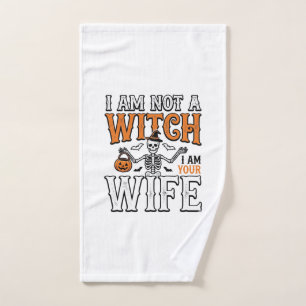 Funny Halloween Witch Wife Skeleton Vintage Shirt  Hand Towel