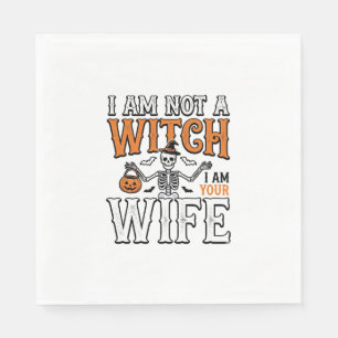 Funny Halloween Witch Wife Skeleton Vintage Shirt  Napkin