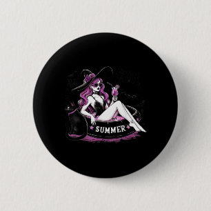 Funny Halloween Witch Witchy Cat Womens 6 Cm Round Badge