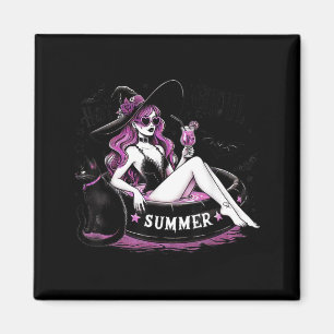 Funny Halloween Witch Witchy Cat Womens Magnet