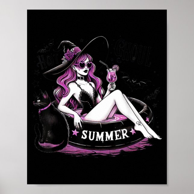 Funny Halloween Witch Witchy Cat Womens Poster (Front)