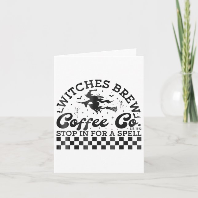 Funny Halloween Witches Brew Coffee Co Stop For A  Card (Front)