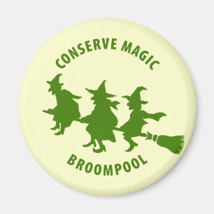 Funny Halloween Witches Green Magnet