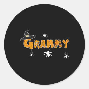 Funny Halloween Witches Hat Boo Shirt Scary Grammy Classic Round Sticker