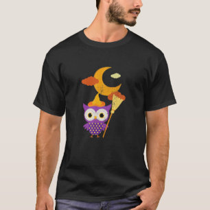 Funny Halloween Witchy Night Kawaii Owl Witch Tric T-Shirt