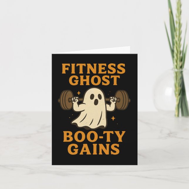 Funny Halloween Workout Ghost Gym Joke For Booty L Card (Front)