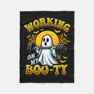Funny halloween workout gym ghost weightlifting fleece blanket