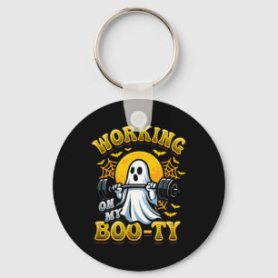 Funny Halloween Workout Gym Ghost Weightlifting Key Ring