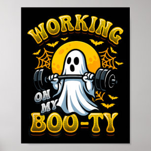Funny Halloween Workout Gym Ghost Weightlifting Poster
