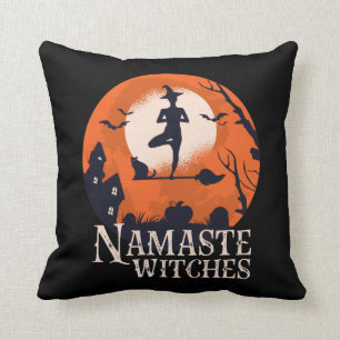 Funny Halloween Yoga Lover Namaste Witches Cushion