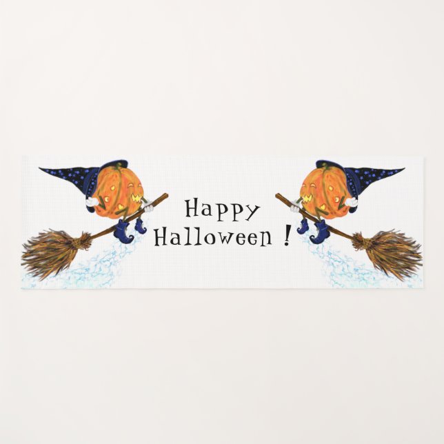 Funny Halloween Yoga Mat with Witch Pumpkin (Front (Horizontal))